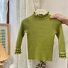 Suéter de Oreja de Madera para Bebé de Mujer Ropa para Niños Tejido para Niños Otoño e Invierno Ropa para Niña Suave Encerado Cuello Semi-alto Camiseta Base Top