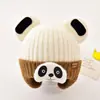 Gorro de Lana para Bebé Otoño e Invierno Protección para las Orejas Lindo Tejido para Bebé Otoño e Invierno Niña Panda Gorro Cálido de Lana Cubreorejas