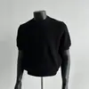 Camiseta de Punto de Manga Corta con Cuello Redondo de Raya y Cuadros para Hombre, Estilo Americano, Top Versátil Casual Relajado y de Gama Alta