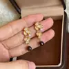 Pendientes Largos con Borlas de Ojo de Tigre Maillard y Diamantes de Tres Flores para Otoño e Invierno, Pendientes Retro Elegantes, Modernos y Versátiles para Mujer