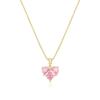Colar com Pingente de Zircônia Coração Rosa para Mulheres, Estilo Simples e Fresco, Corrente para Clavícula, Pingente de Coração, Pingente Hexagonal
