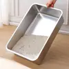 Caixa de Areia para Gatos Pequena de Aço Inoxidável, Extra Grande e Elevada com Alça, Tipo Aberto, Vaso Sanitário Extra Grande para Gatos Obesos, Caixa de Fezes Enorme