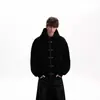 Moletom com zíper masculino de modelagem solta com fivela de avião de metal, jaqueta casual de moda americana high street