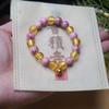 Pulsera Glaseada Piel de Rana Rosa Sakura Colgante de Campana Glaseada con Lámina de Oro Pulsera para Mujer Accesorios de Joyería con Cuentas Venta al por Mayor