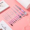 Conjunto de Pincéis de Maquiagem com Cabo de Cristal de 10 Peças com Glitter, Incluindo Pincel para Blush, Pincel para Sombra, Pincel para Batom e Ferramentas de Beleza