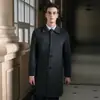 Outono e Inverno 2025 Nova Peça Externa de Lã Pura com Lapela Masculina Cor Pura Solta Casual Peça Externa de Lã Dupla Face com Bolsos
