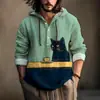 Camisa de Manga Longa Masculina de Verão Nova, Estilo Y2 Europeu e Americano, com Estampa 3D, com Capuz de Abertura Frontal, Venda Direta do Fabricante