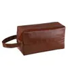 Neceser cuadrado impermeable de PU para hombre, color liso, bolsa de almacenamiento para viaje de negocios, clutch de maquillaje simple y portátil