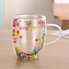 Copo de Flor Seca de Camada Dupla, Copo de Vidro de Camada Dupla, Flor Real, Aparência Sofisticada, Isolado, Alto Borosilicato, Transfronteiriço, Lembrancinha Simples, Areia Movediça
