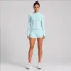 Conjunto fitness transfronteiriço para mulheres, com absorção de suor, respirável, secagem rápida, jaqueta de yoga, conjunto para esportes ao ar livre, corrida, Pilates, yoga