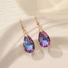 Pendientes largos de gota de agua geométricos de alta gama con diseño transfronterizo de cristal europeo y americano, pendientes de circonita de colores de lujo a la moda.