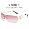 Óculos de Sol de Moda Sem Aro Transfronteiriços Personalizados Metal Haste de Vidro Oca Mulheres Óculos Versáteis Óculos Protetores do Sol Homens
