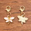 Accesorios de joyería de aleación multicolor y multiestilo, dijes colgantes de esmalte dorado KC, colgantes de flor, corazón, pentagrama y chile
