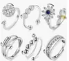 Anillo Giratorio de Plata Tailandesa para la Ansiedad Anillo para el Dedo Índice Multi-Círculo Cuentas de Transferencia Auspicioso Transferencia Moda Coreana Regalo para Novia