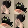 Pinza para el Cabello de Felpa de Gato Negro Lindo para Mujer Otoño e Invierno Nuevo Pinza Grande para el Cabello Placa para el Cabello Pinza de Tiburón Tocado