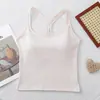 2807 Novo Estilo Blusa Regata Decote Halter Doce e Picante com Bojos, Emagrecimento, Estilo Paraquedas Puro Desejo, Costas Bonitas, Camisola para Usar por Baixo para Mulheres