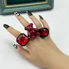 Moda Transfronteiriça Combinando Urso Retrô Diamante Quadrado Diamante Redondo Anel de Combinação Joias Estilo Coreano Feminino Atacado