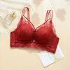 Taza para Bollos al Vapor Engrosada de 5 cm Correas Dobles en los Hombros Encaje Hermoso en la Espalda Ropa Interior para Mujer Reúne el Busto Pequeño para que Parezca Más Grande Sujetador sin Aros 188