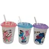 Vaso para Jugo con Tapa Vaso de Plástico PP Vaso con Popote Vaso de Plástico Creativo Vaso de Agua para Niños Vaso con Popote Lindo Venta Caliente Transfronteriza