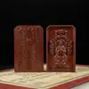 Placa Wenheng Di Jun de madera de azufaifo alcanzada por un rayo, placa de madera de Wenchang Di Jun con talla en relieve a doble cara, artesanía en talla de madera de amuleto ritual taoísta
