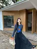 Falso Dos Piezas Estilo Corto Bloque de Color Manga Larga Estilo Perezoso 2025 Invierno Nuevo Diseño Retro Estilo Hong Kong Cárdigan Top para Mujer