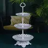 Decoración de Cumpleaños Centro de Mesa de Postres Soporte de Exhibición para Bodas Estilo Europeo Soporte de Exhibición de Frutas Charola de Plástico para Pasteles Soporte para Pasteles