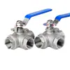 Válvula de Bola de Tres Vías de Acero Inoxidable 304 Tipo T Tipo L Válvula Roscada Manual Rosca Interna y Externa Válvula de Interruptor 1/2 Pulgada 3/4 Pulgada