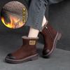 Shanghai Jiejie Invierno Nuevo Forro de Polar Cálido Combinan con Todo Botas de Nieve Retro Botines para Mujer Color Sólido Pulido Cómodos Zapatos para Mujer