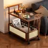 Mesa Lateral de Sofá Armário Lateral Móvel para Sala de Estar Carrinho Pequeno Antigo para Lanches Rack de Armazenamento de Cabeceira Mesa de Centro Senso Avançado