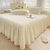 Conjunto de três peças de colchão de látex de seda gelo de verão, lavável à máquina, tapete de verão, ar condicionado, estilo princesa