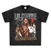 Cross-border American Retro Lear Wayne LilWayne Estampado Camiseta de manga curta Suéter pesado de manga comprida com capuz e gola redonda