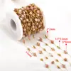 Pedra Colorida Fio de Ouro Aço Inoxidável Pedra Poliédrica Corrente Feita à Mão Pulseira DIY Corrente de Pingente Joia Material de Corrente Solta