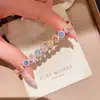 Pulseira de Rede Colorida Brocado Estrelada ~ Zircônia Redonda Fresca e Doce Pulseira Doce de Verão Pulseira de Luxo Leve de Alto Padrão de Nicho para Mulheres