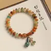 Pulsera de Frijol de Leche Bodhi Similar al Jade con Cuentas de Ábaco Estilo Chino, Cuentas de Oración Manual de Doble Círculo, Accesorio de Joyería Versátil para Llevar en la Mano