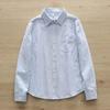 Camisa de Algodón Puro Oxford con Rayas Verticales Estilo Fresco Han Fan para Mujer, Manga Larga, Cuello Solapa, Versátil para el Trabajo, Camiseta Interior