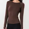 Ropa Deportiva de Primavera y Otoño Camiseta Deportiva Cuello Redondo Running Entrenamiento Secado Rápido Ropa Adelgazante Ligera Ajustada Top de Yoga