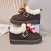 Botas de Nieve Lindas con Forro de Polar para Niñas, Moda 2025 Invierno, Nuevo Estilo Navideño, Zapatos Casuales Cálidos de Algodón para Niños
