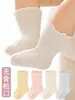 Meias Infantis, Algodão Puro, Sem Costura, Não Apertam, Meias de Cano Médio para Bebês, Meninos e Meninas, Absorventes de Suor, Respiráveis, Classe A, Cores Doces