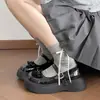 Zapatos Mary Jane de plataforma blancos estilo francés para mujer, nueva colección primavera/otoño 2026, estilo británico, perfectos con vestidos, con un lazo y un pequeño diseño de cuero