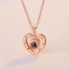 Collar de red de sonido rojo para agitar con amor, colgante con baño de memoria de plata de ley 925, cadena para clavícula femenina en 100 idiomas Te amo