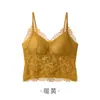 Nueva camisola de encaje estilo coreano para otoño para mujer con copas incorporadas, no necesita usar un sujetador aparte, ropa interior perezosa para mujer