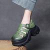 Venta de Liquidación para Tallas Agotadas a 119 Yuan: Sandalias Romanas de Hebilla de Piel de Vaca de Primera Capa con Suela Gruesa, Tacones Gruesos de Cuero Genuino, Zapatos de Estilo Jaula para Personas Bajitas