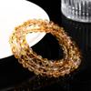Jingdong Joias Cristal Amarelo Torre Natural Pulseira Multicírculo Luxo Leve Moda Masculina e Feminina Pulseira de Contas Redondas Atacado