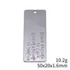 50x20x1.6mm 10.2g Colgante Pequeño de Plata Antigua Placa con Nombre en Inglés Valiente Fuerte