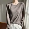 Primavera Verão 2026 Feminino Gola Redonda Solto Curto Cor Lisa Fino Manga Longa Malha Camada Base Transfronteiriço