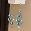 Pendientes de Borla de Cristal de Resina Incrustados de Diamantes con Forma de Rombo Lujo Accesible Ganchos de Oreja de Gama Alta Moda Personalizable Pendientes Versátiles para Mujer