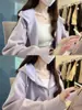 Jaqueta Moletom com Capuz Rosa para Mulheres 2026 Novo Estilo Coreano Roupa de Início de Outono Manga Longa Zíper Estilo Solto Preguiçoso Top