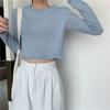 Camiseta Corta Estilo Nuevo Primavera y Otoño para Mujer Manga Larga Estilo Occidental Delgada Camiseta Interior para Combinar Otoño e Invierno