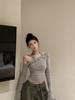 Irregular Pure Desire Style Crossover Neck Long-manga T-shirt Feminina Outono Estilo Americano Garota Quente Sexy Nicho Moda Top Ins