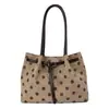 Diseño único, bolso tote de gamuza con lunares, de alta gama y a la moda, mochila elegante, bolso de hombro de gamuza retro y chic